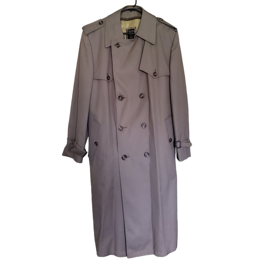 Christian Dior Monsieur Trench Coat Vtg brown Wool Lined Men's Sz 44R